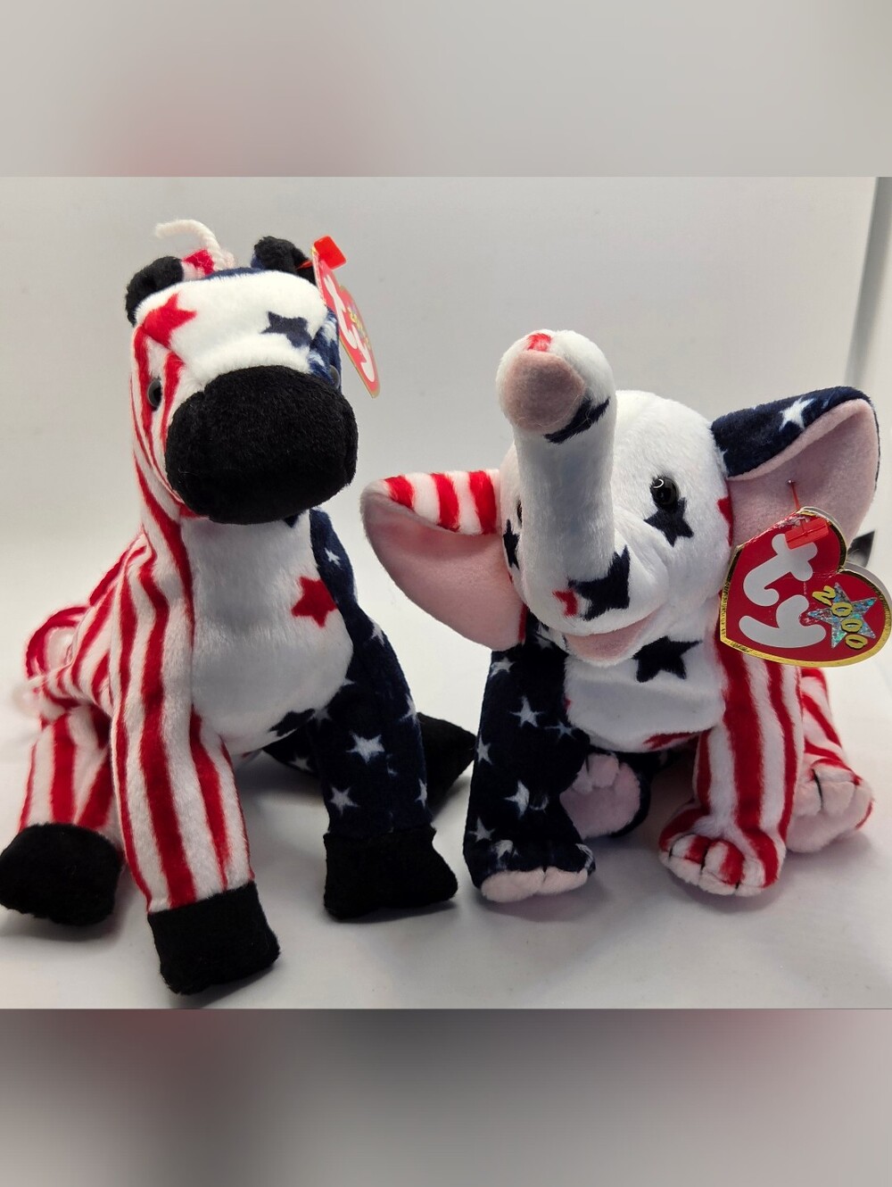 Vintage Ty Beanie Babies 2000 Presidential Election Collectible Duo! 🇺🇸🐘🐴